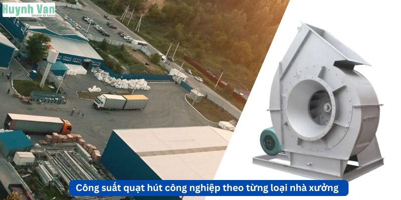 Công suất quạt hút công nghiệp theo từng loại nhà xưởng phổ biến
