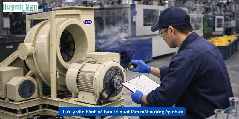 Lưu ý vận hành và bảo trì quạt làm mát xưởng ép nhựa